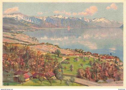 13988269 Rivaz Lavaux VD Vue panoramique et le Haut-Lac Kuenstlerkarte