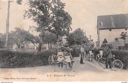 Suisse - VD - BURSINEL St. Bonnet - Voyagé 1911 (voir les 2 scans) - Eugène Hutin, café du Petit Saint-Gy, Divonne Ain