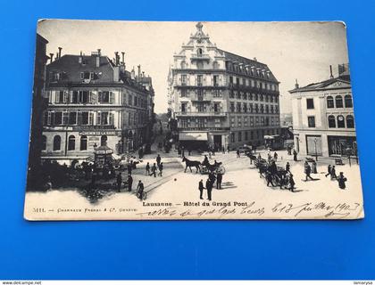 Précurseur LAUSANNE Localisée HOTEL DU DRAND PONT Suisse VD Vaud CPA Carte Postale-☛1903 UPU