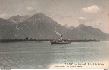 le bouveret , port valais , vaud schweiz * départ de bateau * vapeur