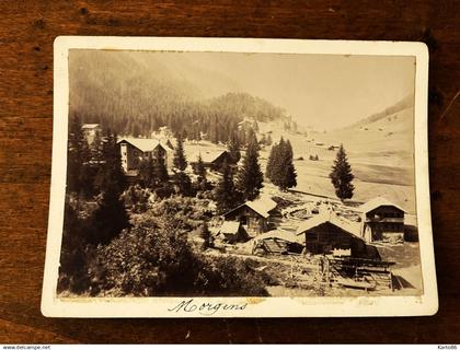 morgins , troistorrents valais , schweiz * RARE photo circa 1890/1900 genre cabinet * scierie bois châlets * 18x13cm