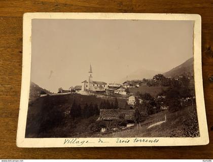 trois torrents , valais , schweiz * RARE photo circa 1890/1900 genre cabinet * le village * troistorrents * 18x13cm