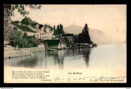 SUISSE - LAC DE ZOUG - EDITEUR T. PFAFF N° 2228