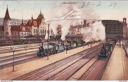 * SWITZERLAND - " Adieu Zurich " - Station and Trains 1911 (1)