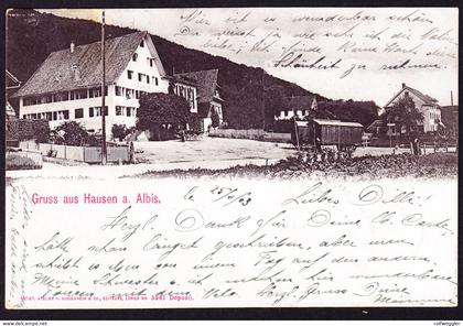 1903 gelaufene AK aus Hausen a. A., gestempelt Hausen. Minim fleckig