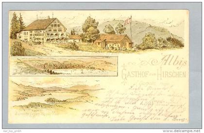 AK ZH Langnau a.A. Albis Hirschen 1899-08-22 Litho