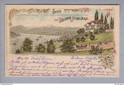 AK Schweiz ZH Rüschlikon Belvoir Nidelbad 1898-02-22 Rüschlikon Litho C.K.Z.#990 Carl Michel (Stempel Knick)