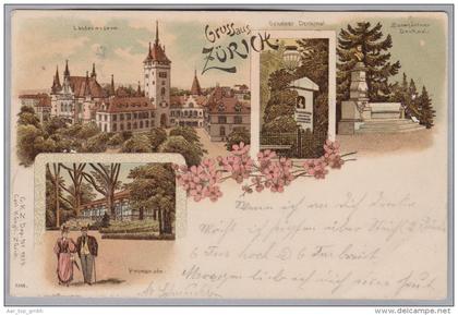 AK ZHs ZÜRICH 1899-07-03 Zürich 5 Gruss aus Litho Künzli