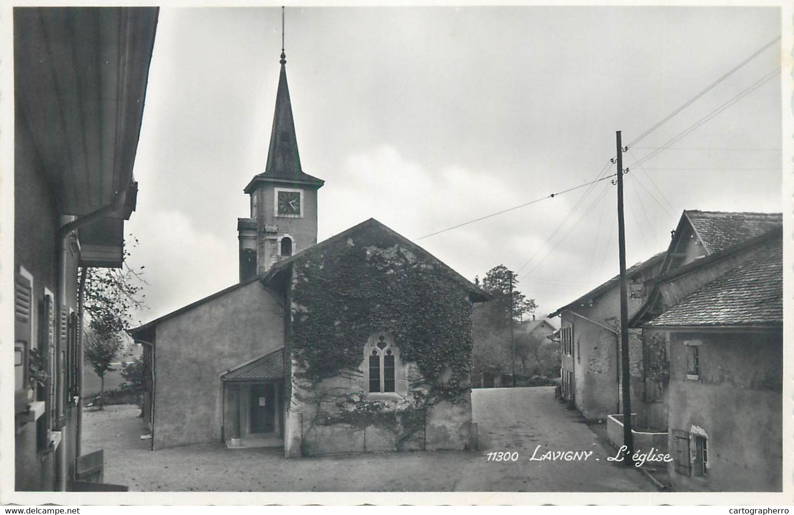 Switzerland postcard Lavigny church clocktower