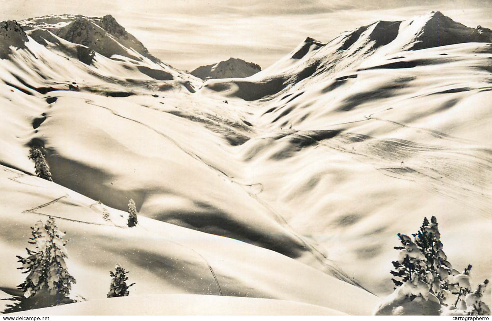 Switzerland postcard Parsenn route Weissfluhjoch kublis