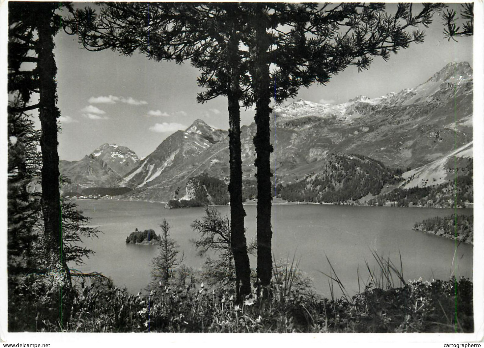 Switzerland Sils im Engadin Blick von der Bellavista auf Silsersee und Maloja