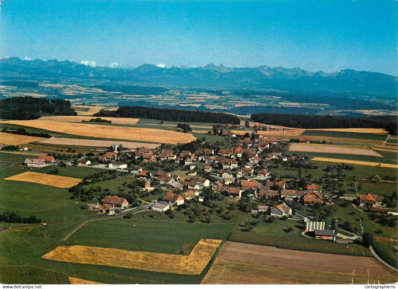 Switzerland Thierrens & les Alpes vue aerienne