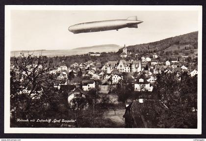 1932 gelaufene AK, Graf Zeppelin über Reinach. Gestempelt Reinach AG