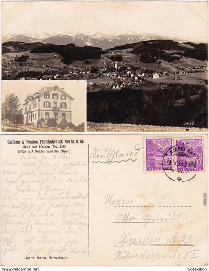 Heiden AR 2 Bild: Grub  Gasthaus und Panorama Fünfländereck b Rorschach  1935