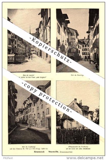 Photographien / Ansichten ,1917, Erlach - Cerlier und Tschugg , Neuenstadt / Neuveville , Prospekt , Fotos , Architektur