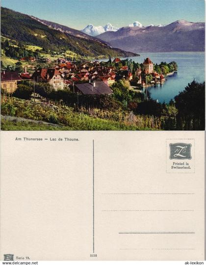 Ansichtskarte Thun Thoune Thunersee Lac de Thoune Switzerland 1910