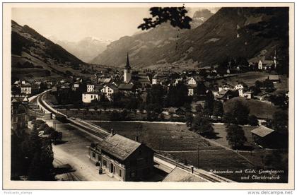 Schwanden mit Bahnhof,  ca. 40er Jahre