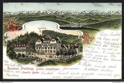 Künstler-AK Läufelfingen, Hotel Kurhaus Frohburg, Alpen-Panorama