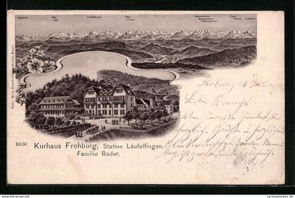 Lithographie Läufelfingen, Hotel Kurhaus Frohburg, Panorama