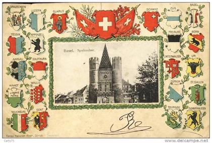 SUISSE - Bale - Spalenthor - Carte gauffrée - Armoiries - Illustration