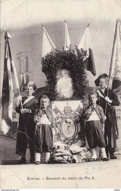 Siviriez - Souvenir du Jubilé de Pie X (enfants, drapeaux...)