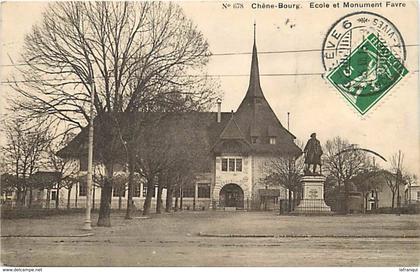 ref U632- suisse - chene bourg - ecole et monument favre  - carte bon etat -