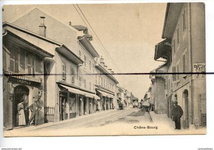 CPA. Europe .SUISSE. CHÊNE-BOURG . La rue-Taverne Genevoise. Tabac