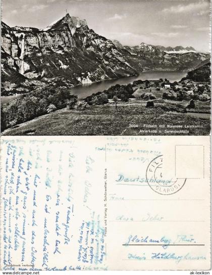 Ansichtskarte Filzbach Filzbach mit Walensee Leistkamm 1960