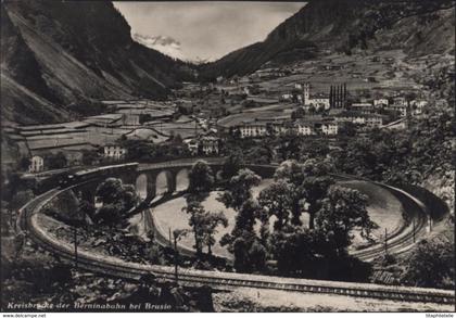 CPA CP Suisse Kreisbrücke der Berninabahn bei Brusio