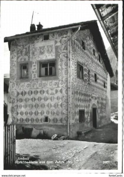 10569783 Andeer Andeer Sgrafito Haus ungelaufen ca. 1965