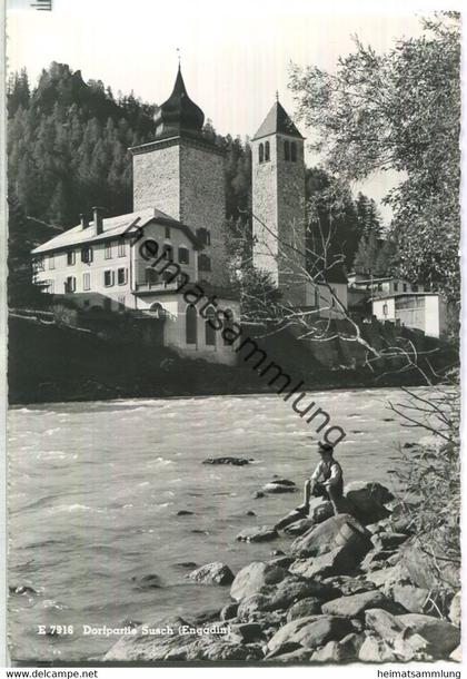 Dorfpartie Susch - Engadin - Foto-Ansichtskarte  - Verlag Beringer & Pampaluchi Zürich