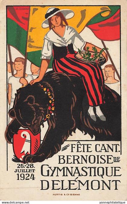 TOP - SUISSE - JU - JURA - Fête Bernoise, gymnastique - 26-28 JUILLET 1924 - illustrée Hertis & Cie (Sui-110)