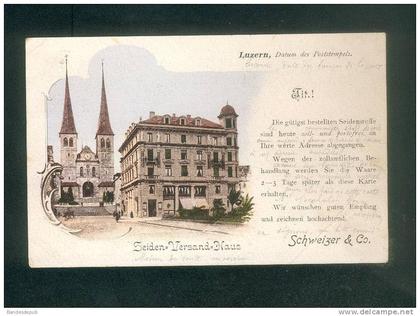 Suisse LU - Luzern - Lucerne - Seiden Versand Haus ( publicité Schweizer & Co étoffes soie en l'état)