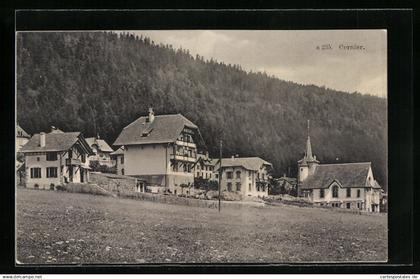 AK Cernier, Ortsansicht mit Kirche