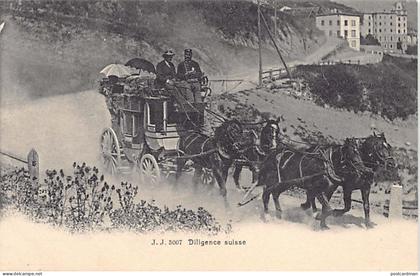 Suisse - Diligence suisse - Attelage à 4 chevaux - Ed. Jullien Frères 3007