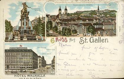 Suisse - Gruss aus St Gallen - Hotel Walhalla - Fontaine