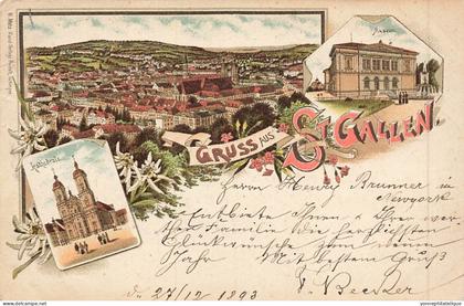 TOP - SUISSE - SG -SAINT GALL - Gruss aus St-Gallen - carte précurseur 1893 - (Sui-162)