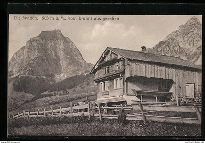 AK Brunni-Alpthal, Die Mythen, vom Brunni aus gesehen