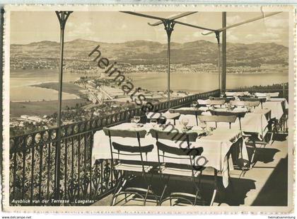 Ausblick von der Terrasse Luegeten ob Pfäffikon - Foto-Ansichtskarte - Verlag Globetrotter GmbH Luzern