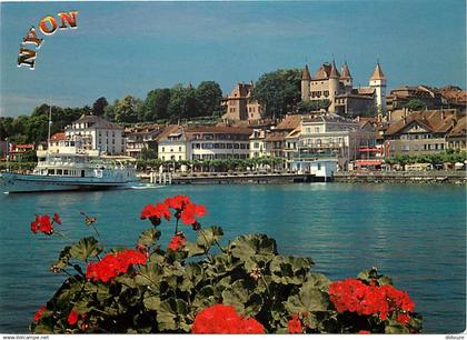 Suisse - VD Vaud - Nyon - Le débarcadère, les quais et le Château - Bateaux - CPM - Carte Neuve - Voir Scans Recto-Verso