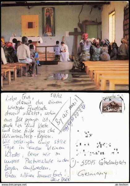 Postcard .Tansania Tansania Tanzania Gottesdienst Kirche 2002  gel. Airmail