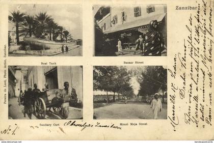 tanzania, ZANZIBAR, Boat Tank, Mnazi Moja and Bazaar Street (1904) Postcard