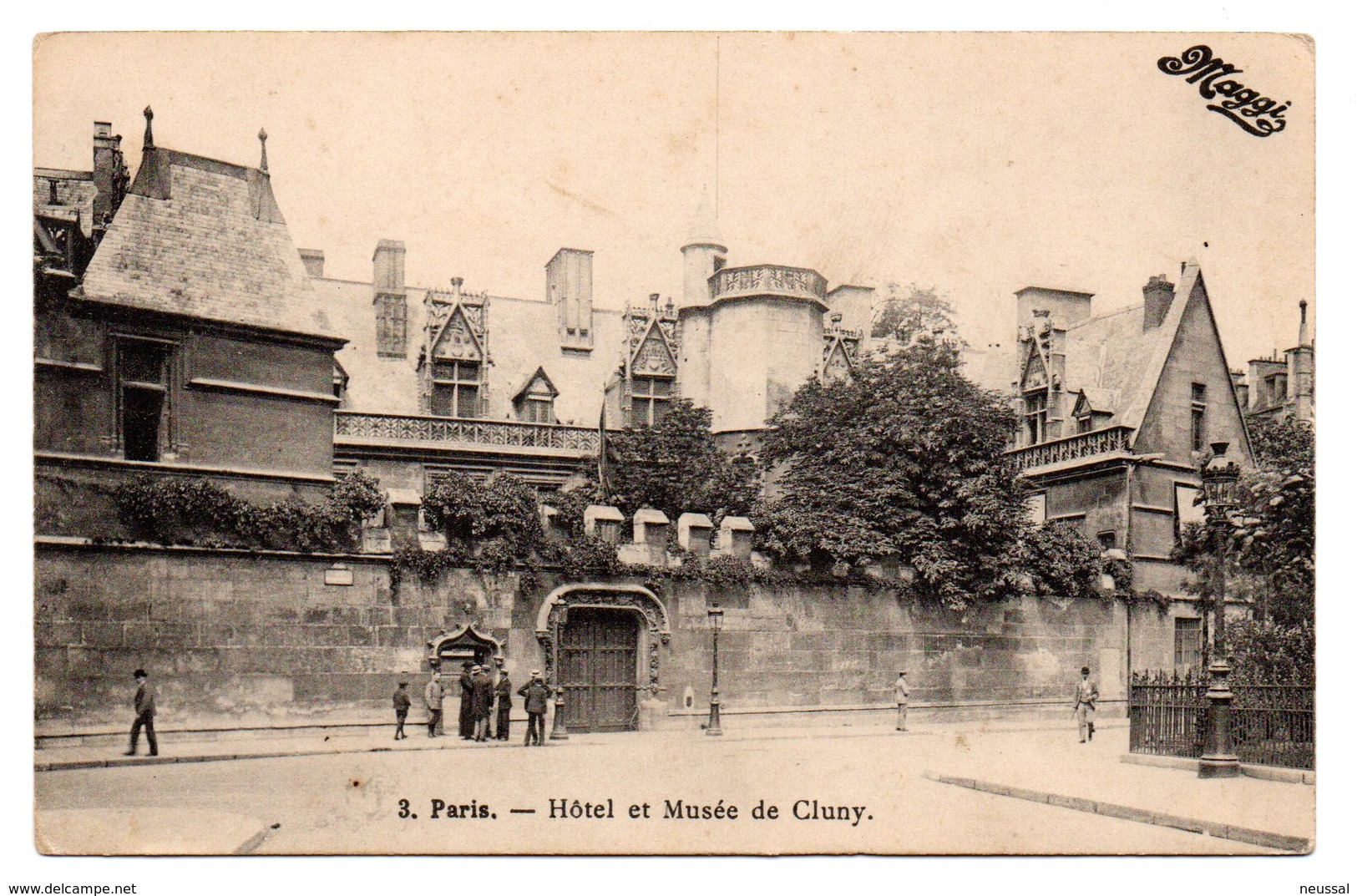 Tarjeta postal de paris. Hotel et musee de cluny.