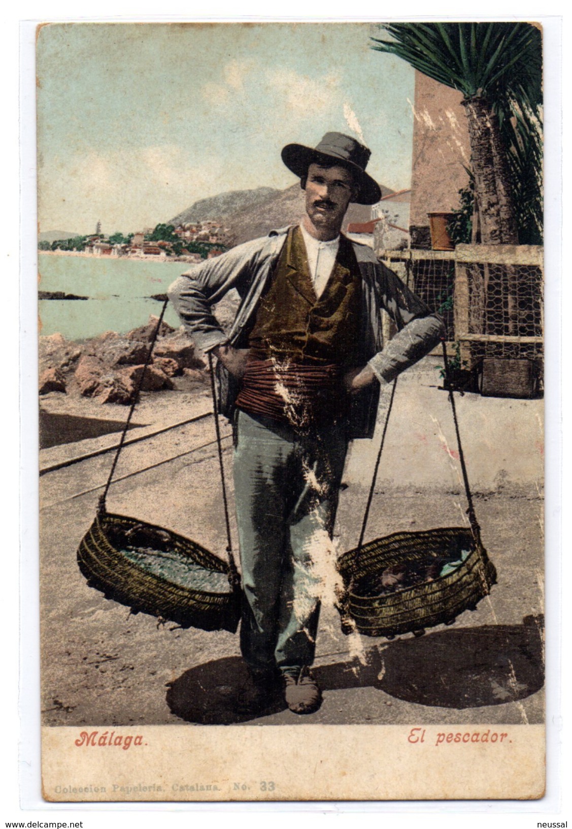 tarjeta postal  el pescador, Malaga.