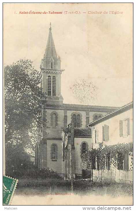 tarn-et-garonne - ref A121 - saint-étienne-de-tulmont-st-étienne-de-tulmont - clocher de l'église -