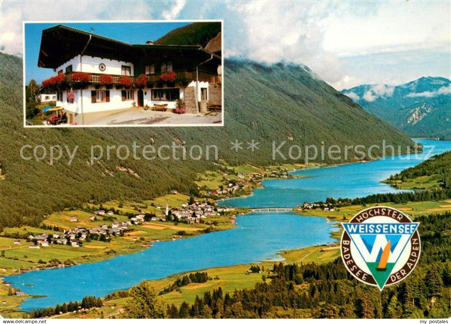 Techendorf Weissensee Pension Schall Panorama Weissensee Alpen Fliegeraufnahme