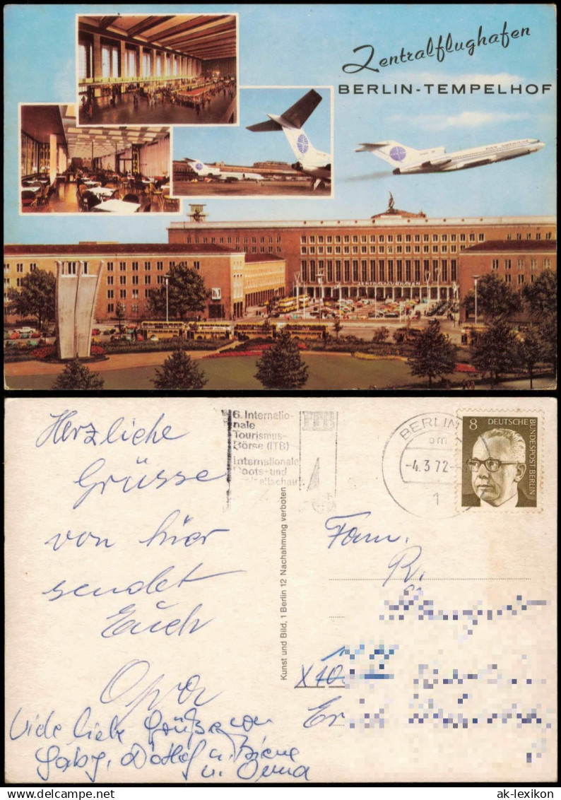 Tempelhof Berlin Mehrbild-AK Zentral-Flughafen  Terminal-Ansichten 1972