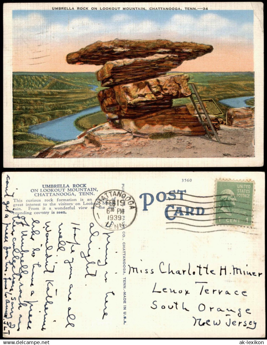 Tennessee Allgemein UMBRELLA ROCK ON LOOKOUT MOUNTAIN, CHATTANOOGA 1939