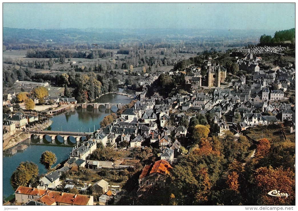 TERRASSON - LA VILLEDIEU  VUE GENERALE AERIENNE SUR LA VEZERE