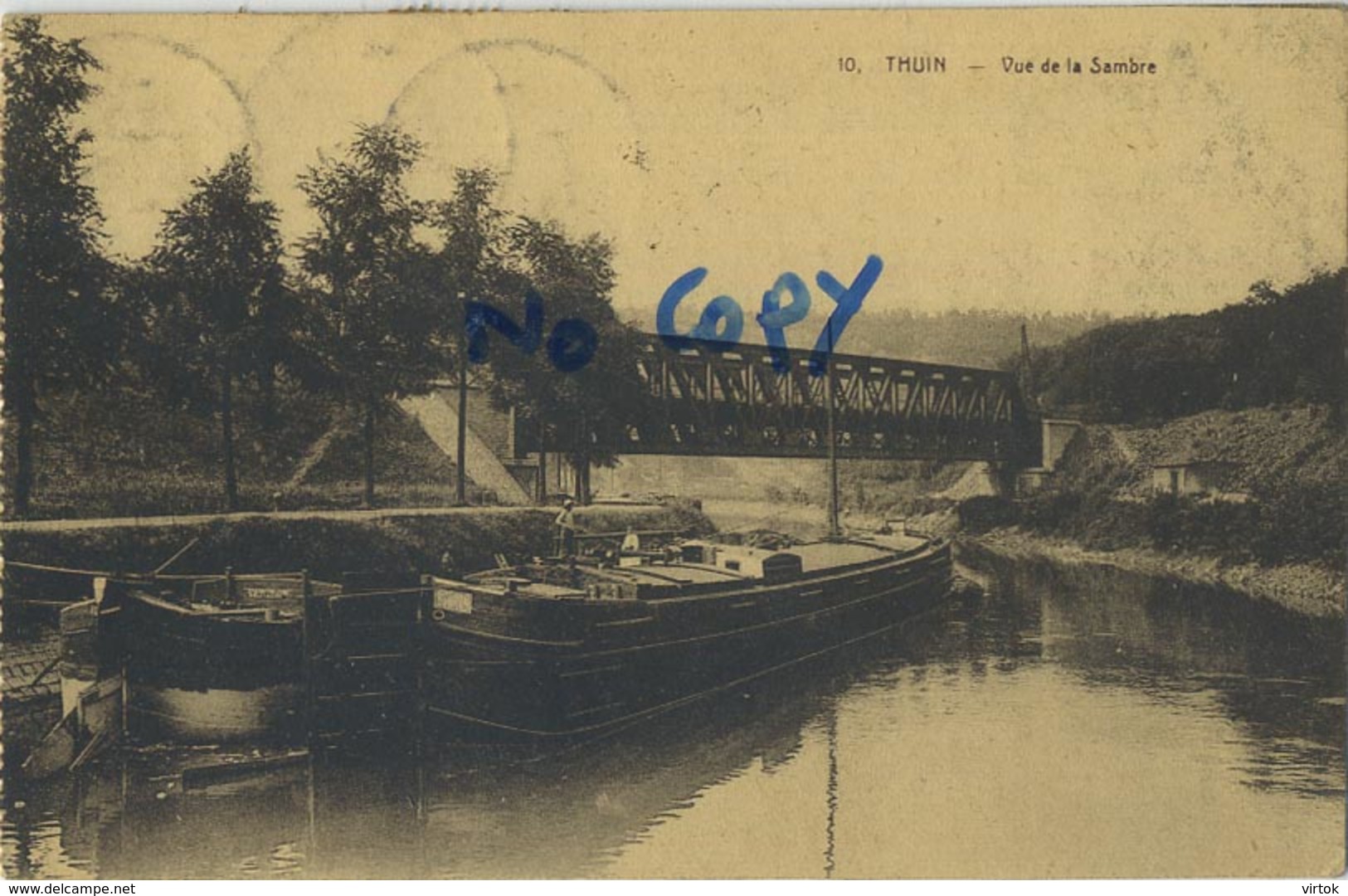 THUIN :  vue de la sambre     (  1924 )    binnenscheepvaart - bateau